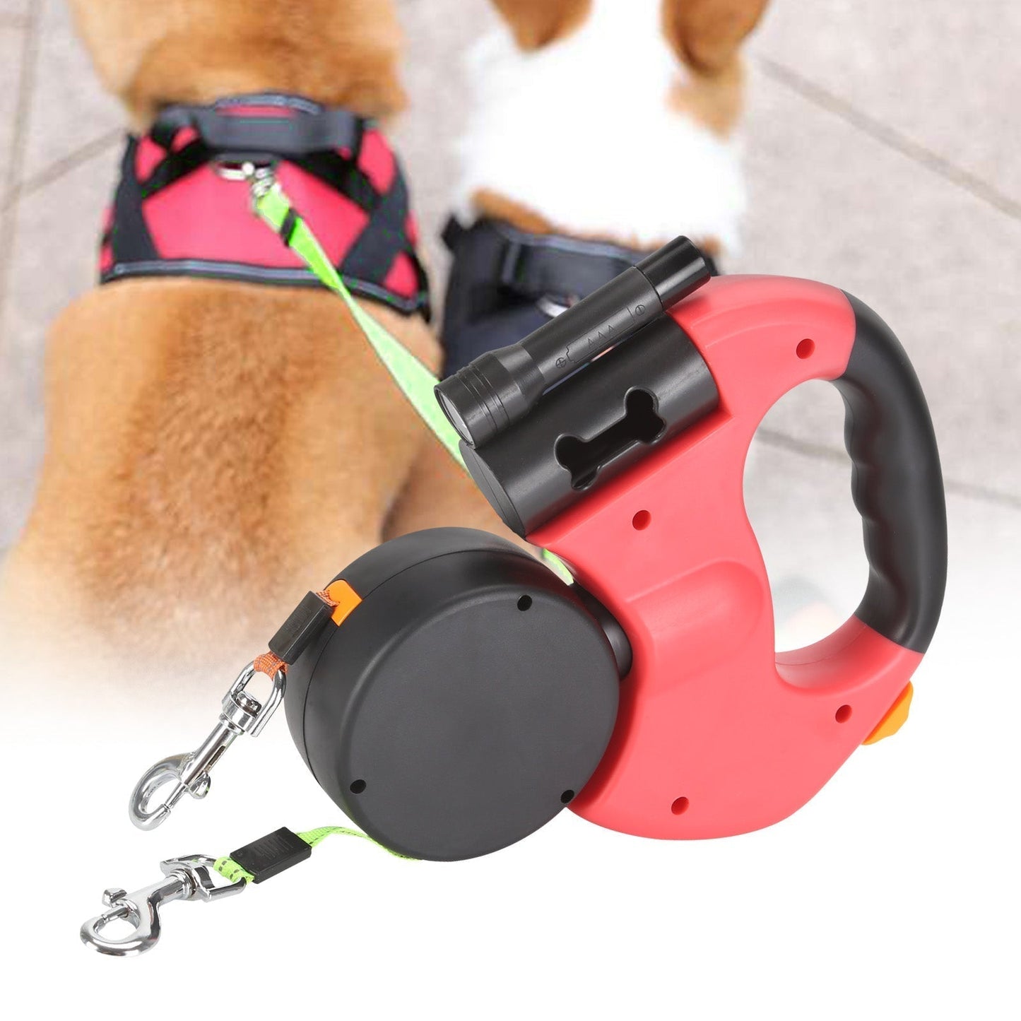 DuoLijn LED Dual Retractable Leine für Hunde und Katzen mit 360° Rotationsmechanismus 3 Meter | Brehn