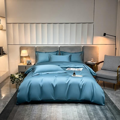 Hellblaues Superheld 1000 TC Bettbezug-Set – ultra-weiche ägyptische Baumwolle mit Satin-Finish | Brehn