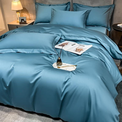 Hellblaues Superheld 1000 TC Bettbezug-Set – ultra-weiche ägyptische Baumwolle mit Satin-Finish | Brehn