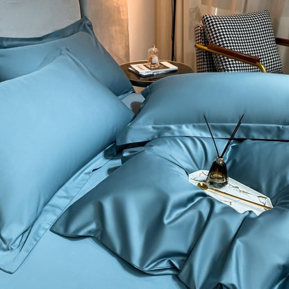 Hellblaues Superheld 1000 TC Bettbezug-Set – ultra-weiche ägyptische Baumwolle mit Satin-Finish | Brehn