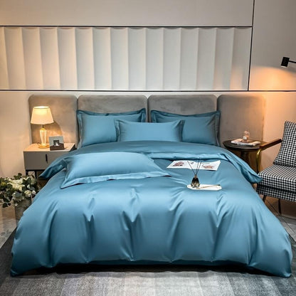 Hellblaues Superheld 1000 TC Bettbezug-Set – ultra-weiche ägyptische Baumwolle mit Satin-Finish | Brehn