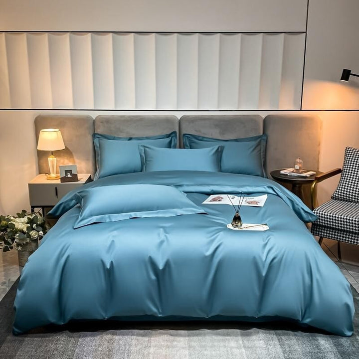 Hellblaues Superheld 1000 TC Bettbezug-Set – ultra-weiche ägyptische Baumwolle mit Satin-Finish | Brehn