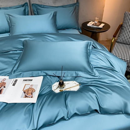 Hellblaues Superheld 1000 TC Bettbezug-Set – ultra-weiche ägyptische Baumwolle mit Satin-Finish | Brehn