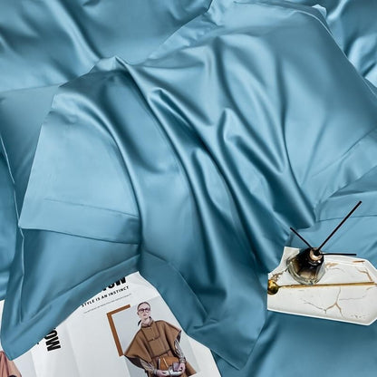 Hellblaues Superheld 1000 TC Bettbezug-Set – ultra-weiche ägyptische Baumwolle mit Satin-Finish | Brehn