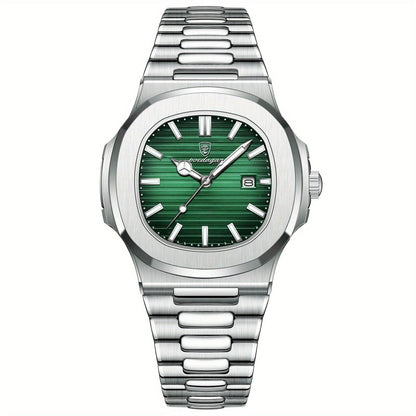 Herren-Armbanduhr aus Edelstahl mit Quarzwerk und Datumsanzeige