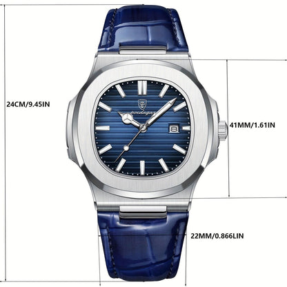 Herren-Armbanduhr aus Edelstahl mit Quarzwerk und Datumsanzeige