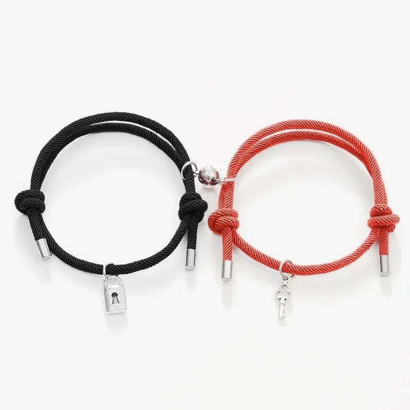 Brehn | Schloss und Schlüssel Magnetisches Seilarmband Set