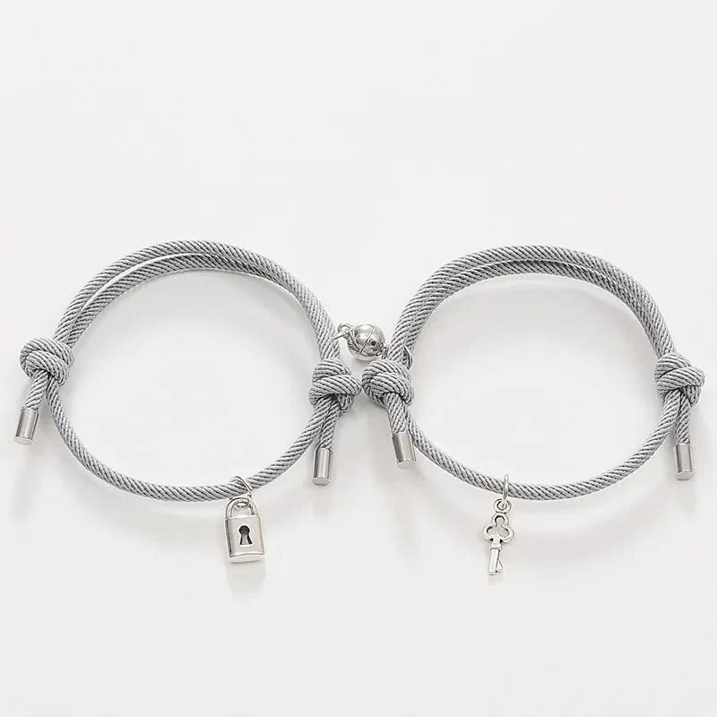 Brehn | Schloss und Schlüssel Magnetisches Seilarmband Set