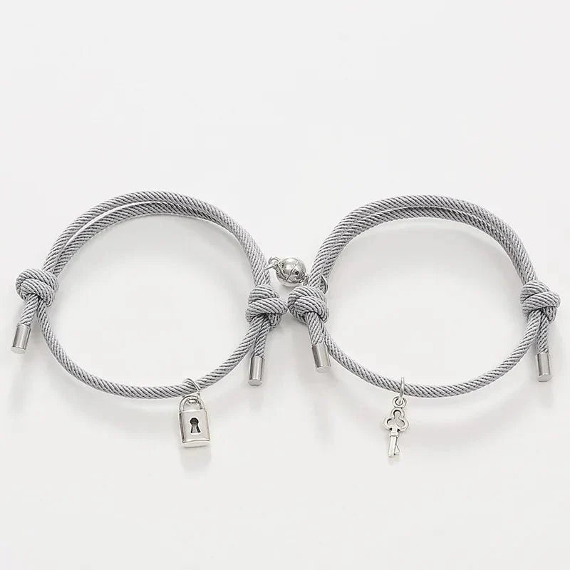 Brehn | Schloss und Schlüssel Magnetisches Seilarmband Set