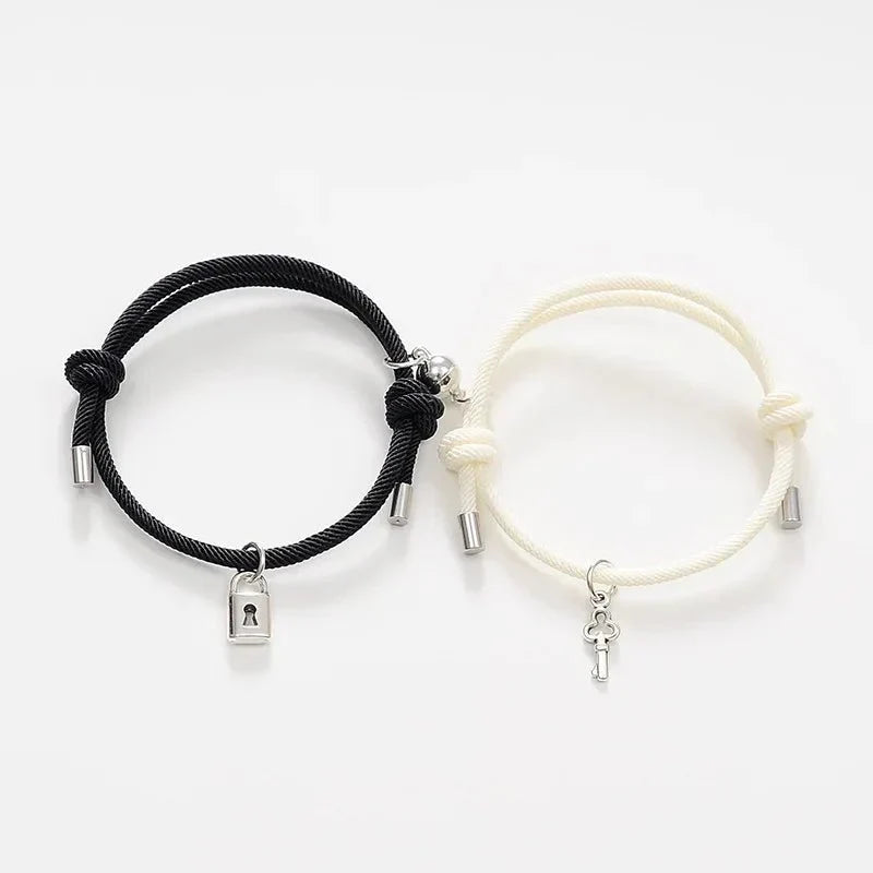 Brehn | Schloss und Schlüssel Magnetisches Seilarmband Set