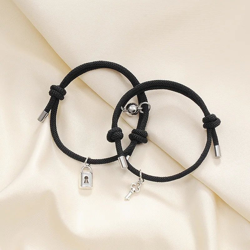 Brehn | Schloss und Schlüssel Magnetisches Seilarmband Set