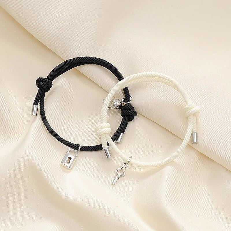 Brehn | Schloss und Schlüssel Magnetisches Seilarmband Set
