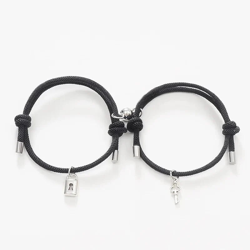 Brehn | Schloss und Schlüssel Magnetisches Seilarmband Set