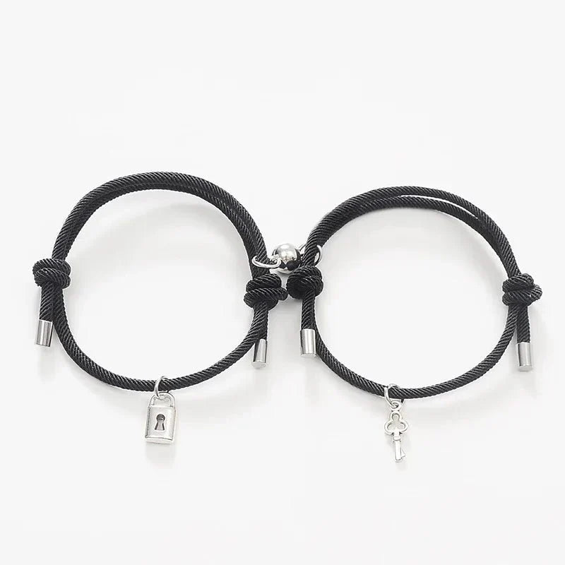 Brehn | Schloss und Schlüssel Magnetisches Seilarmband Set