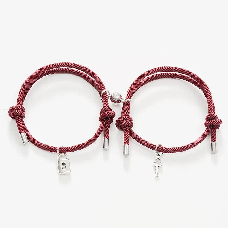 Brehn | Schloss und Schlüssel Magnetisches Seilarmband Set