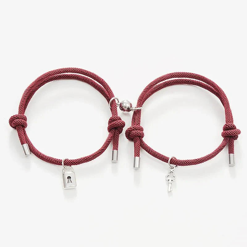 Brehn | Schloss und Schlüssel Magnetisches Seilarmband Set