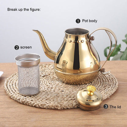 Langer Edelstahl Mundtopf Kessel mit Milchfilter-Infuser Oolong Teekanne | Brehn