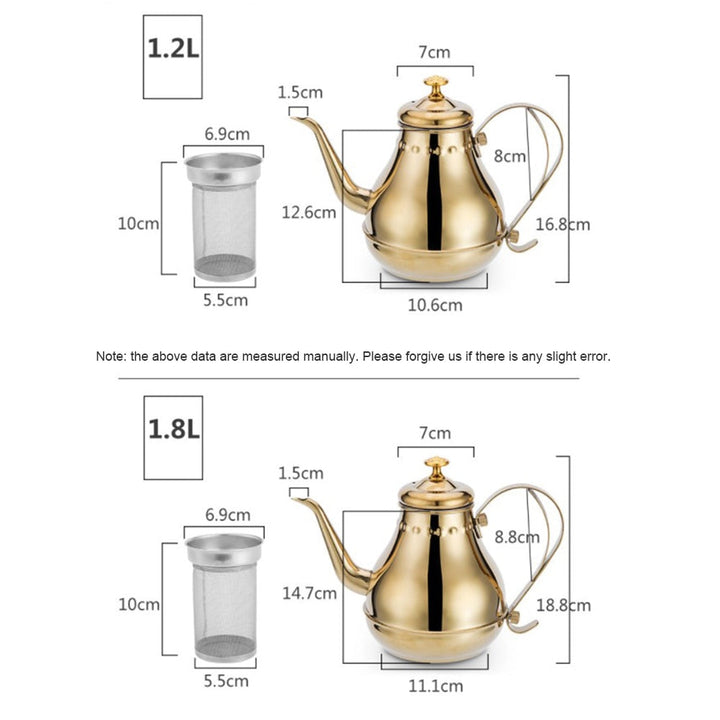 Langer Edelstahl Mundtopf Kessel mit Milchfilter-Infuser Oolong Teekanne | Brehn