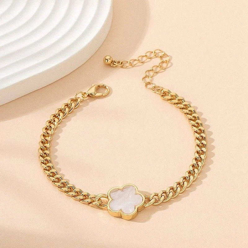 Brehn | Glücks-Klee Cuban Chain Halsketten- und Armband-Set