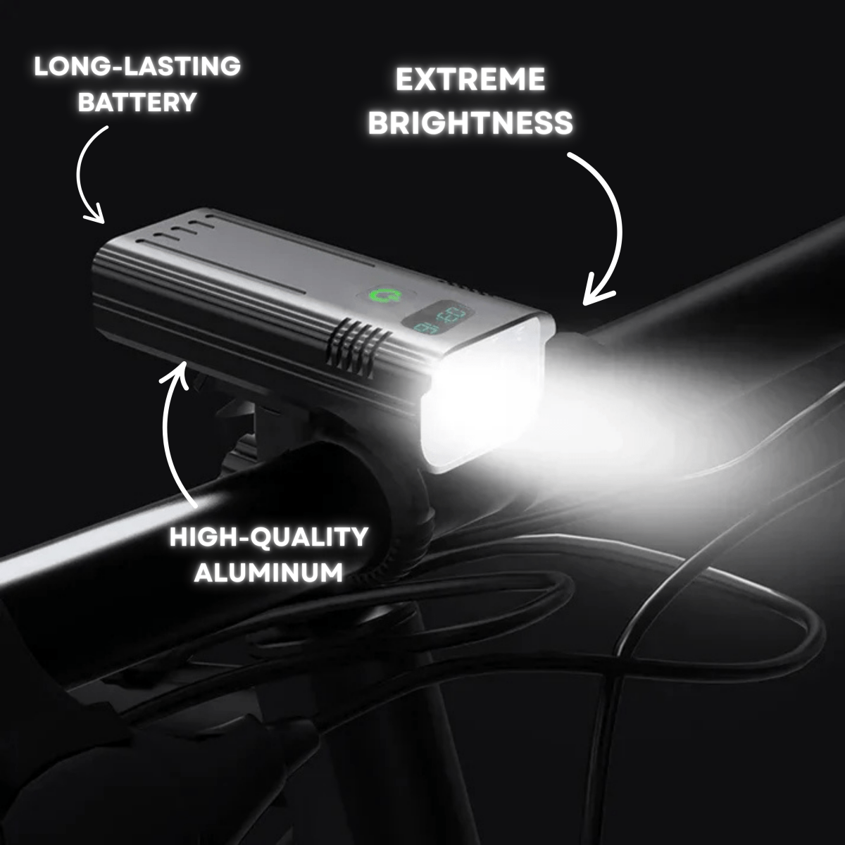 ROADGLOW X – 5000 Lumen Fahrradlampe mit 12 LEDs und wiederaufladbarem USB-C-Akku