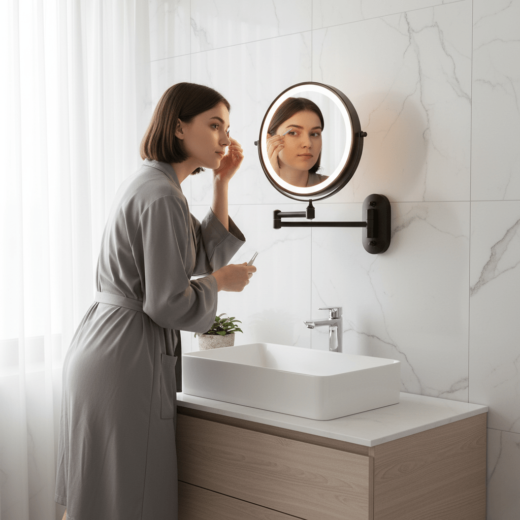 LUMIVIEW – Wiederaufladbarer LED-Vergrößerungsspiegel mit Touch-Steuerung