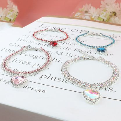 Luxury Cat | Luxury Crystal Cat Collar Heart Gemstone Pendant Reflection Brehn