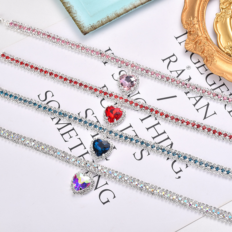Luxury Cat | Luxury Crystal Cat Collar Heart Gemstone Pendant Reflection Brehn