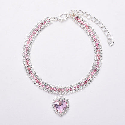 Luxury Cat | Luxury Crystal Cat Collar Heart Gemstone Pendant Reflection Brehn