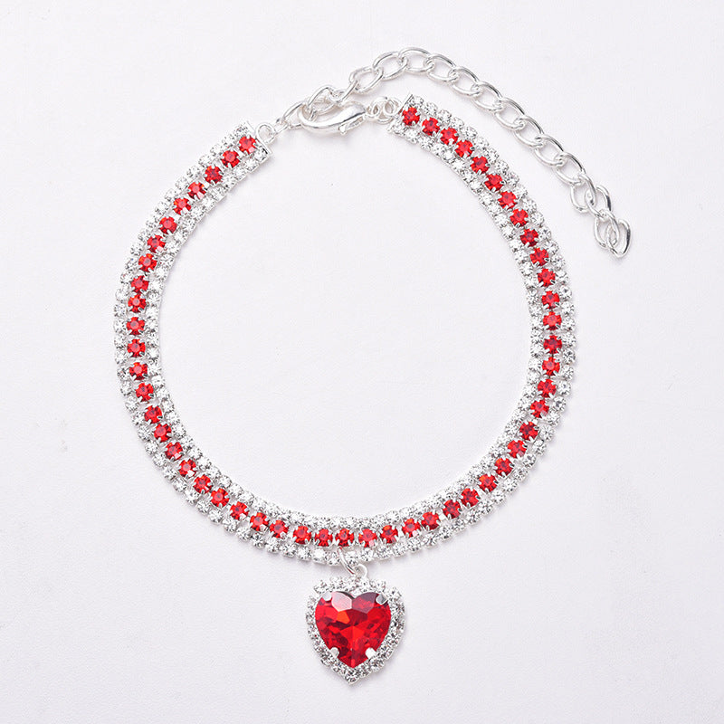 Luxury Cat | Luxury Crystal Cat Collar Heart Gemstone Pendant Reflection Brehn