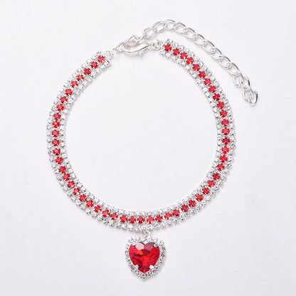 Luxury Cat | Luxury Crystal Cat Collar Heart Gemstone Pendant Reflection Brehn
