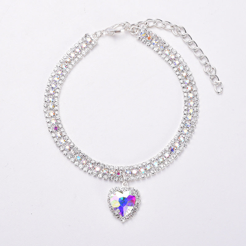 Luxury Cat | Luxury Crystal Cat Collar Heart Gemstone Pendant Reflection Brehn