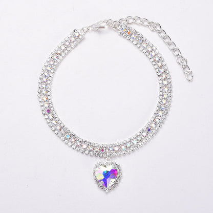 Luxury Cat | Luxury Crystal Cat Collar Heart Gemstone Pendant Reflection Brehn