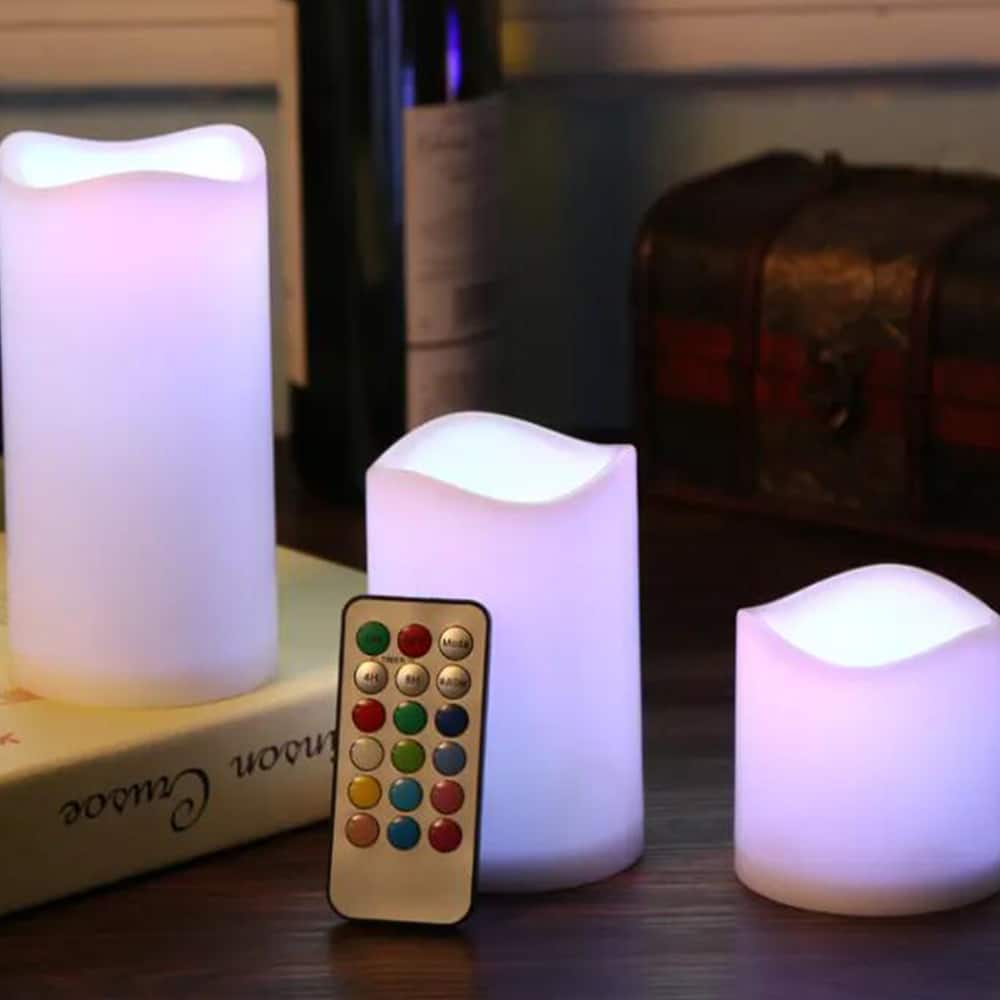 LED-Kerzen - 3 Stück - 7,5/11,5/15 cm - mit Fernbedienung - mit Farbwechsel | Brehn