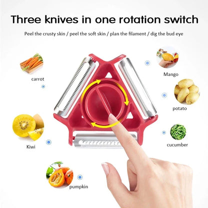 Magic Trio Edelstahl Klingen Schäler Schneider Reibe Julienne Cutter | Brehn