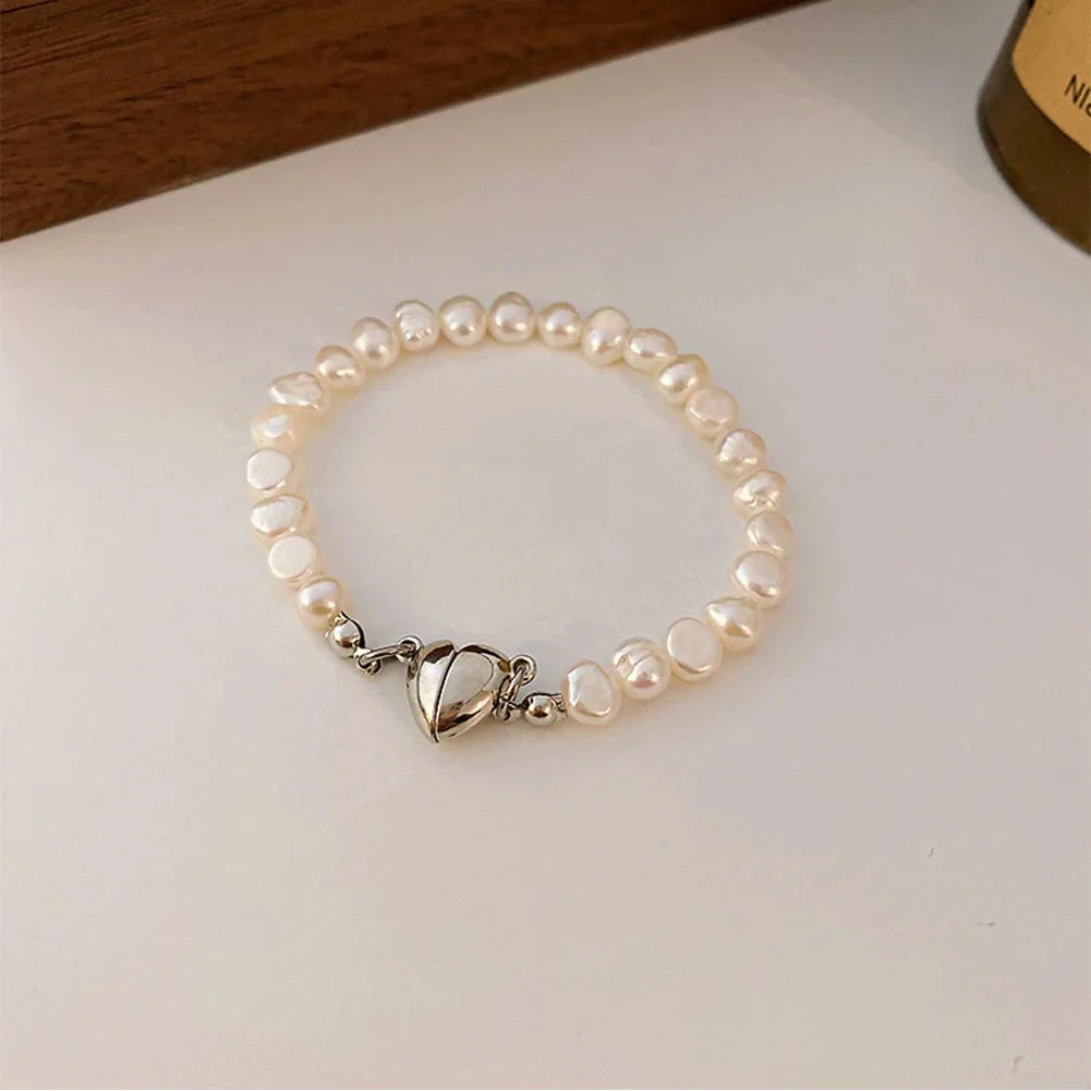 Brehn | Magnetische Herz Perlen Choker Halskette und Armband