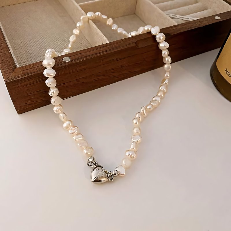 Brehn | Magnetische Herz Perlen Choker Halskette und Armband