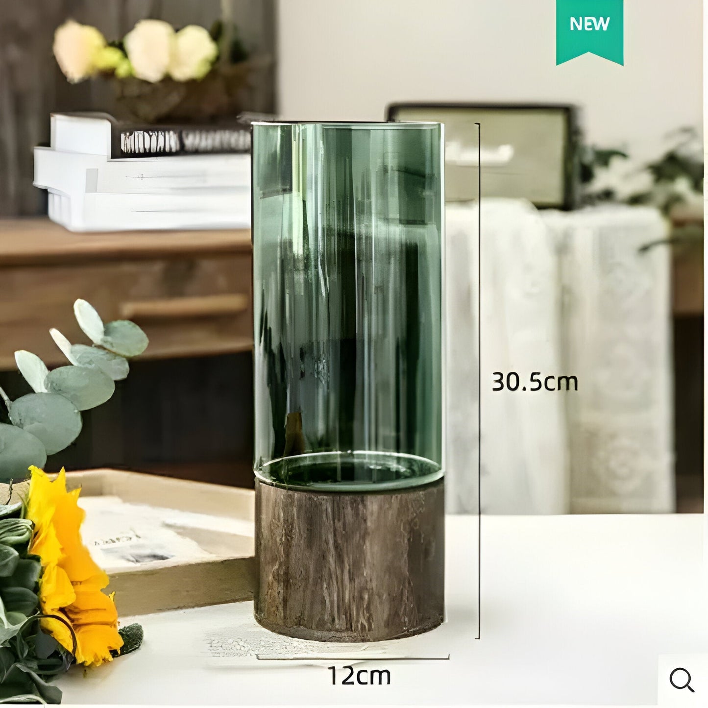 TranquilBrehnoom Vase – Europäische Hydroponik-Vase aus Holz und Glas
