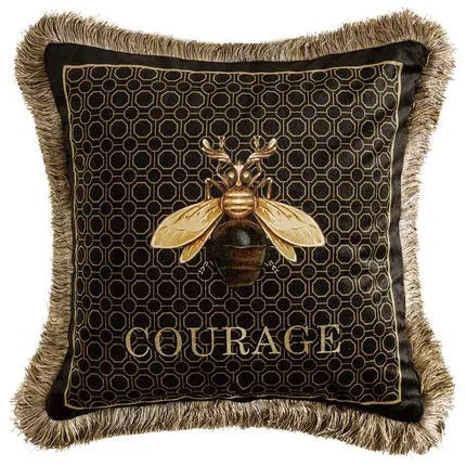 Brehn | Luxuriöse goldene Kissenhülle mit Bienenmotiv für elegante Innenräume