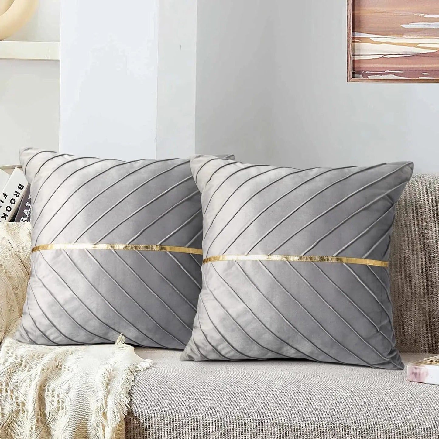 Brehn | Noir Élégance Kissenbezug - Luxuriöser Samt-Kissenbezug mit goldenen Pailletten - Verfeinern Sie Ihr Interieur