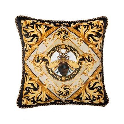 Brehn | Luxuriöse goldene Kissenhülle mit Bienenmotiv für elegante Innenräume