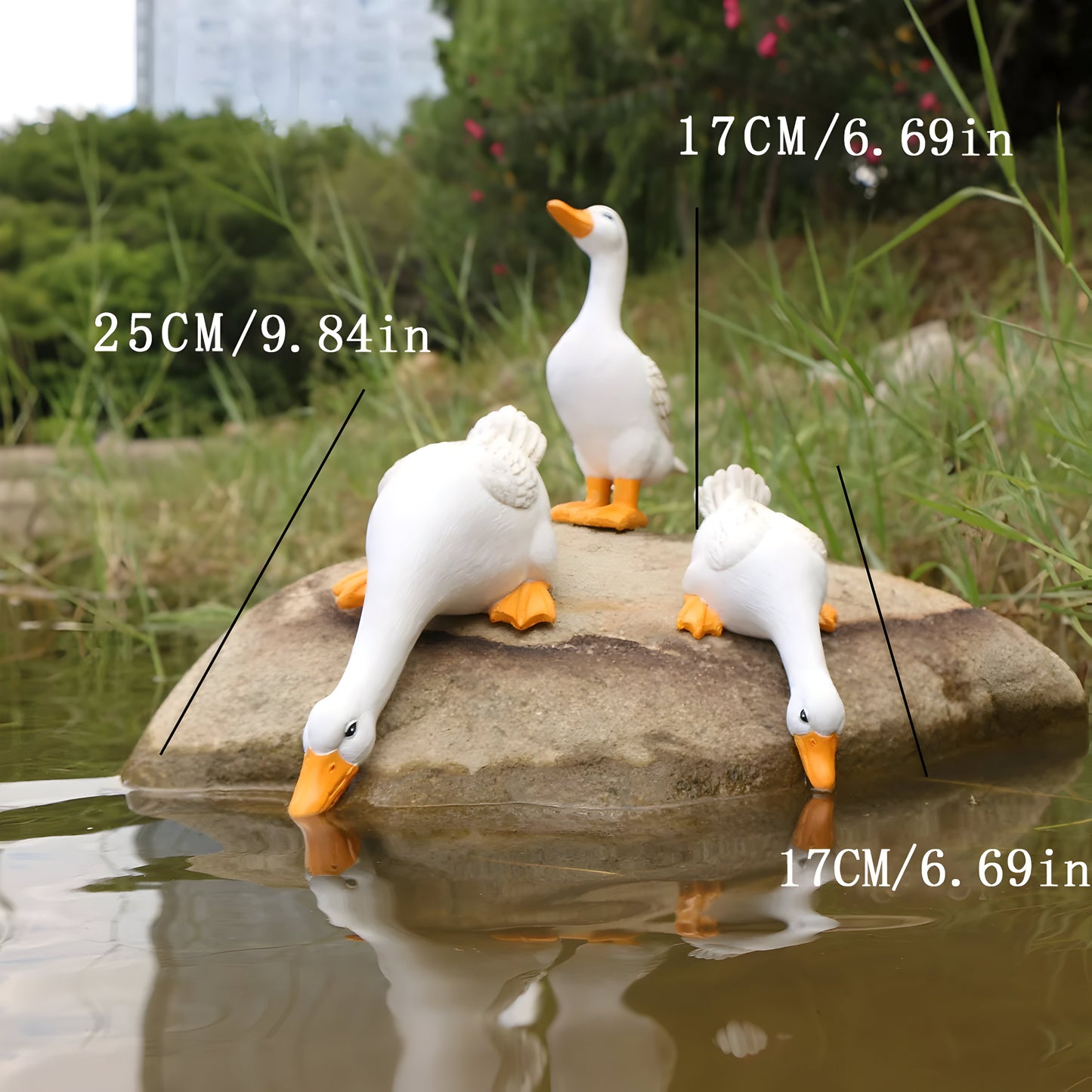 PuddlePals Skulptur – Enten- und Gänsefigur im Landhausstil