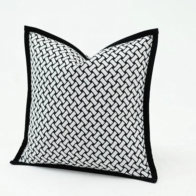 Brehn | VelvetGlow Kissenbezug - Beidseitiger geometrischer Kissenbezug aus luxuriösem Jacquard