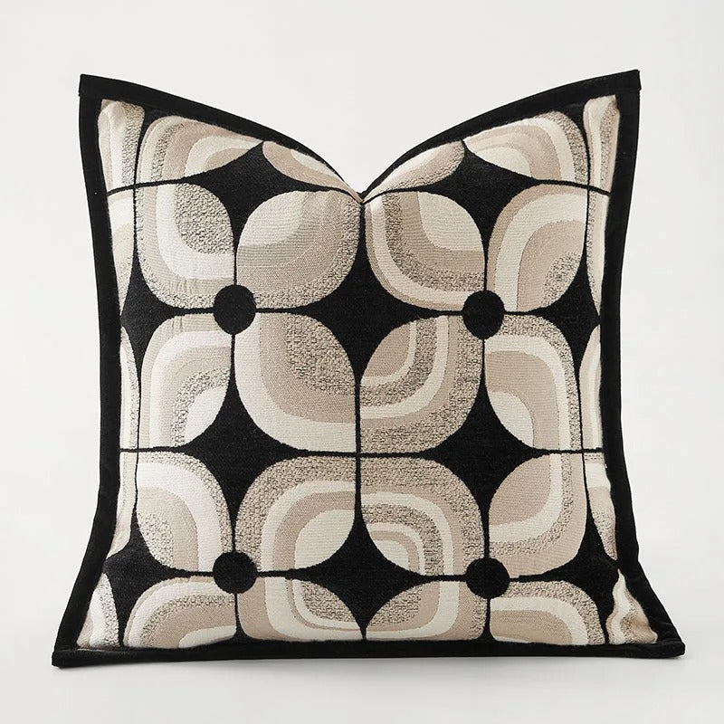 Brehn | RegalRest Sofakissenbezug - Geometrischer Kissenbezug in Schwarz und Khaki - Moderne Eleganz