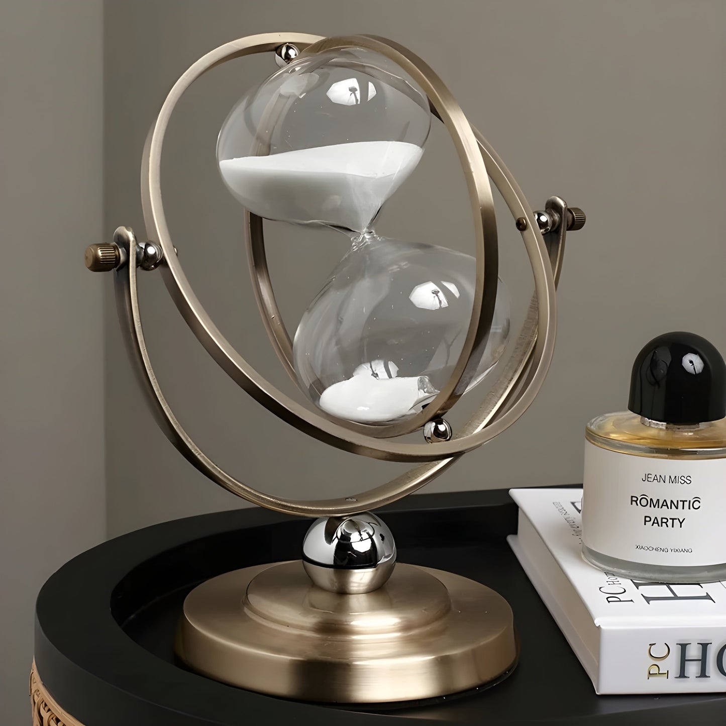 Sanduhr im Globus-Design – Vintage-Look, antiker Stil für Wohnzimmer oder Büro