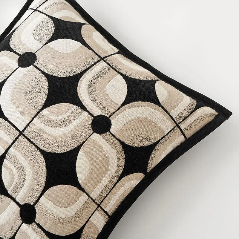 Brehn | RegalRest Sofakissenbezug - Geometrischer Kissenbezug in Schwarz und Khaki - Moderne Eleganz