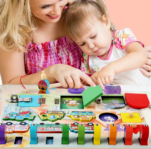 Brehn | Montessori Busy Board Puzzle – Frühe Bildung Schlüssel Schloss Spielzeug zum Entriegeln für Jungen und Mädchen