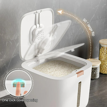 VoorraadKlik – Luftdichte Spenderbox mit Messbecher für Reis und Körner (5 oder 10 kg) | Brehn