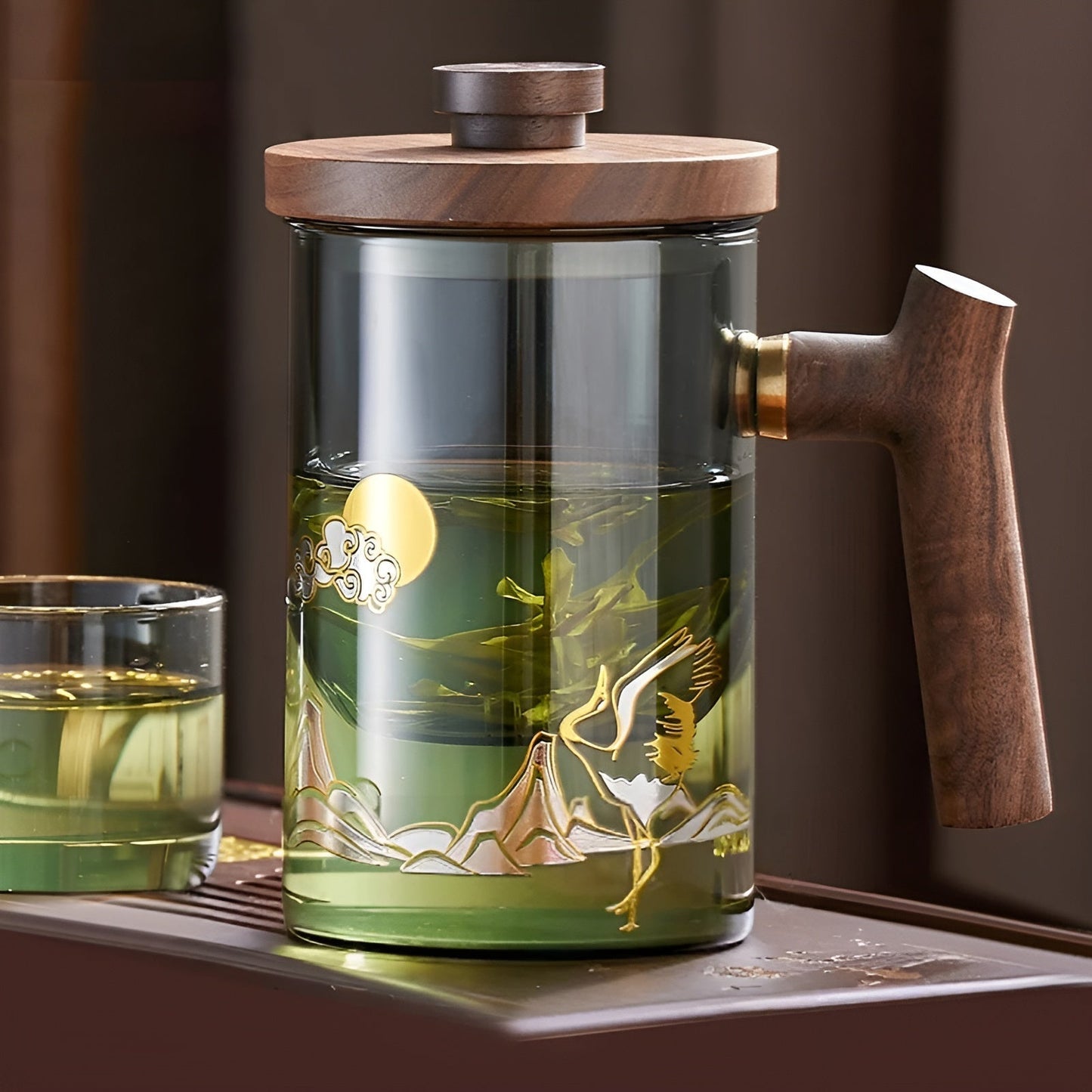 Teeglas mit Holzgriff – hitzebeständig und mit Teesieb | Ideal für Zuhause