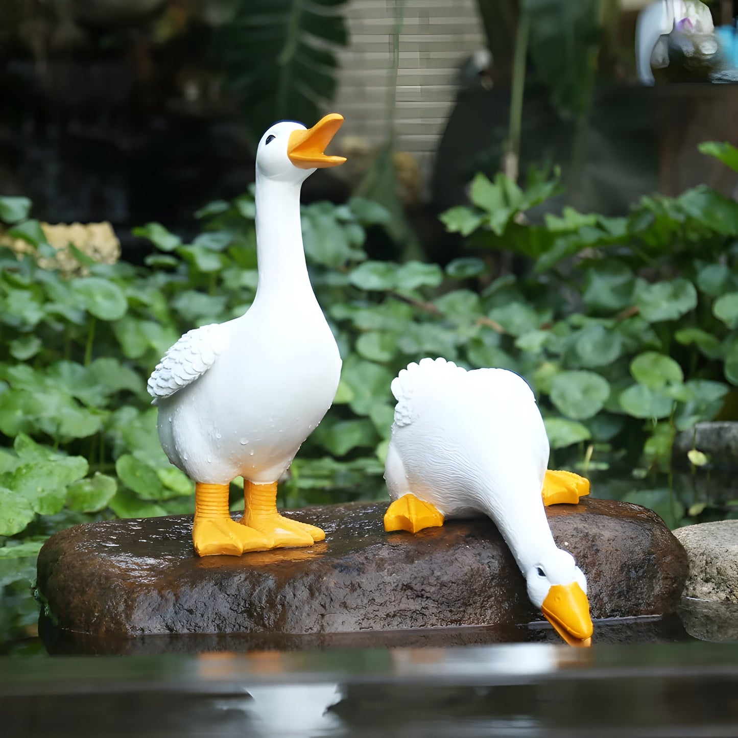 PuddlePals Skulptur – Bauernhaus Stil Ente & Gans Figur | Brehn