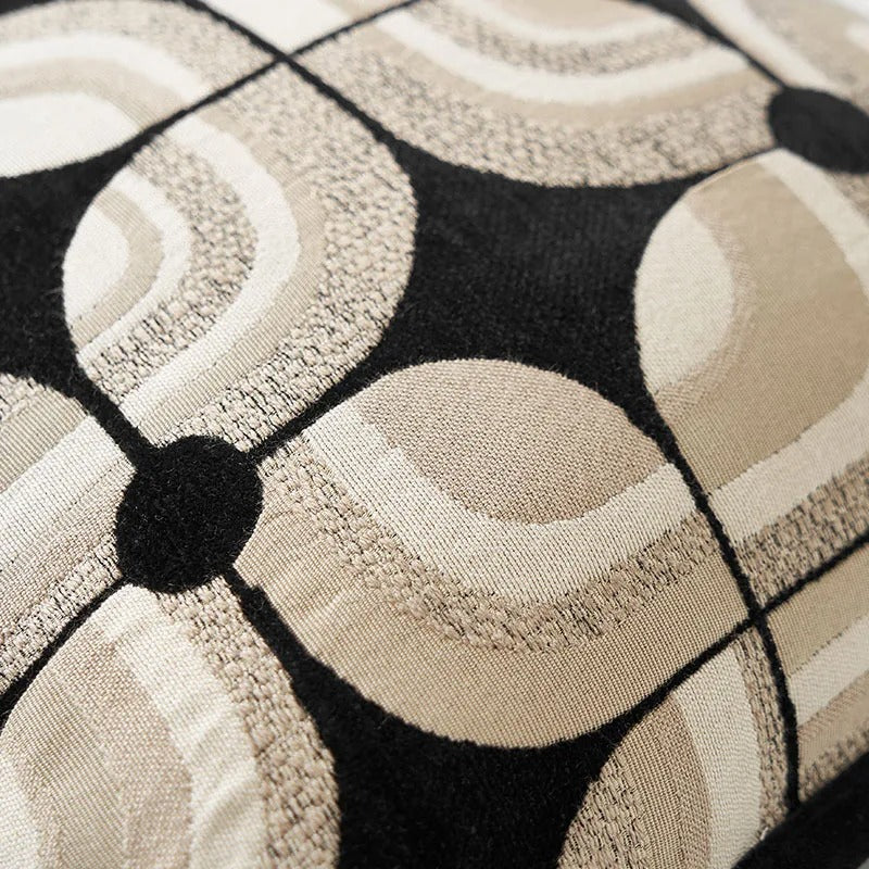 Brehn | RegalRest Sofakissenbezug - Geometrischer Kissenbezug in Schwarz und Khaki - Moderne Eleganz